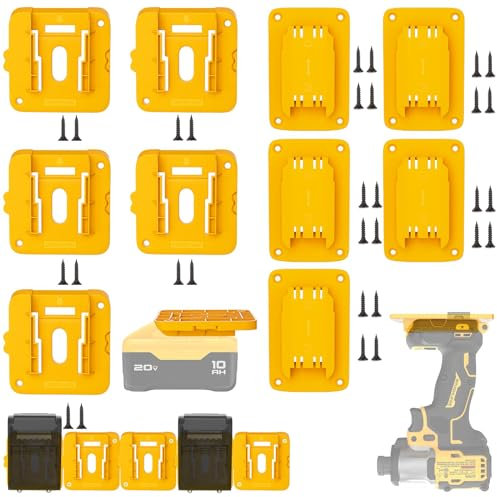 Tool Holder Mount Compatible with Dewalt Battery Holder, 5 Packs Drill Tools Holder Dock Hanger for 20V 60V Battery Mounts Hanger Dock Holder & 5 Packs Tool Holder, Construction Van, Shelf