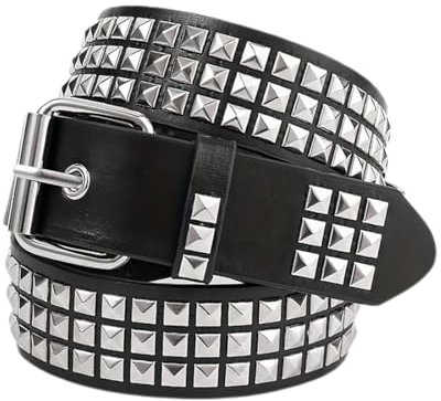 Tomedeks 1 Stück Y2K Gürtel Nietengürtel,Gürtel Y2K Gürtel Mit Nieten Nietengürtel,Y2K Belt Für Damen Herren Rock Punk Pyramide Gothic Ledergürtel Pyramidennietengürtel Für Jeanshosen (Schwarz,105Cm)