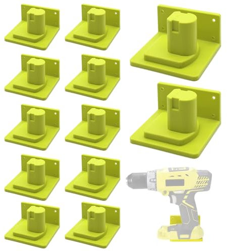 12 Pack Tool Holder Wall Mount Compatible with Ryobi 18V Power Tools Drill Dock Holder Hanger Tool Storage Organizer for One+ P102 P103 P104 P105 P107 P108 P109 Battery Tool with Screws