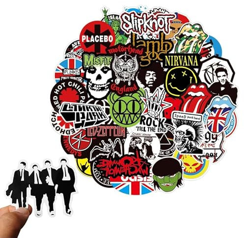 100 Stück Aufkleber Set,Rock Band Musik Anime Manga Elemente Aufkleber,Wasserfeste Vinyl Graffiti Stickers für Laptop Skateboard Koffer Helm Motorrad Auto Fahrrad Handy,für Kinder Teens Junge