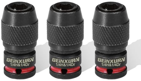 Geinxurn 3PCS Impact Screwdriver Bit Holders, 1/4-Inch Square Drive to 1/4-Inch Quick Release Hex Socket Adapter for Impact Wrench