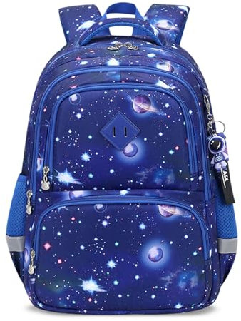 FANDARE Kinderrucksack Jungen Mädchen Galaxie-Druck Kinder Rucksack lässig Kinderrucksack Schulranzen mit reflektierenden Streifen Daypacks Schulrucksack Büchertaschen Tagesrucksack
