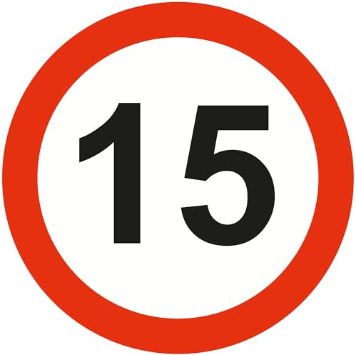 Indigos UG - Schild Verkehr 15 kmh Achtung - 100x100 - Hotel, Firma, Schutz, KITA, Arzt, Praxis - Sicherheit - Warnung - Aluverbundplatte 3mm, Wohnung - Hinweisschild - Warnschild