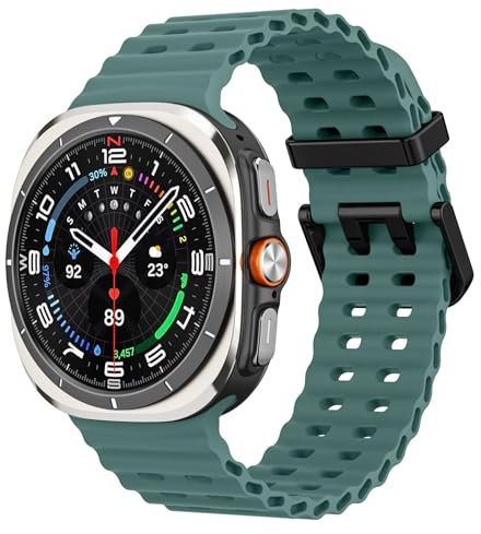 MoKo Cinturino Sportivo Compatibile con Samsung Galaxy Watch Ultra 47mm (2025/2024) per Uomo Donna, Cinturino di Ricambio in Silicone Morbido e Traspirante per Galaxy Watch 7 Ultra, Verde scuro