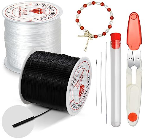 Elastic Bracelet String, 1mm 394Ft Stretchy Bead String Cord, Clear Stretch Cord Thread, Crystal Beading for DIY Bracelet, Necklace and Jewelry Making(60m/roll)