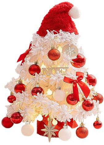 Mini Albero di Natale da Tavolo, Albero di Natale Floccato di Neve Artificiale, Piccolo Albero di Natale Bianco da Tavolo, Albero di Natale da Tavolo Floccato, per la Decorazione