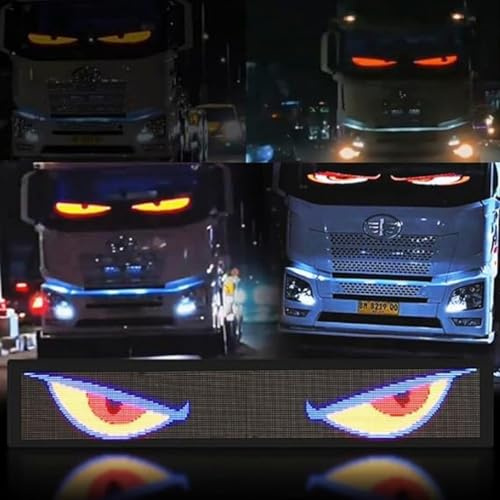 Yeux LED Devil Eyes pour Camion Et Voiture - Écran de Contrôle avec Application Bluetooth Flexible, USB, Programmable pour Fenêtre de Voiture (70x173mm/2.76x6.81in)