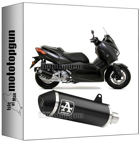 pot echappement approuve open arrow urban en aluminium noir avec embout en acier noir compatible avec yamaha xmax x-max 125 2018 2019 2020 mototopgun 53526ann + 53073mi