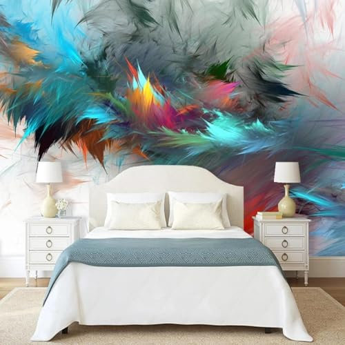HBYUEHAN Abstrakte Feder, moderne Aquarell-Kunst, Ölgemälde, 3D-Fototapete, Restaurant, Hotel, Wohnzimmer, TV-Hintergrund, Tapetenposter