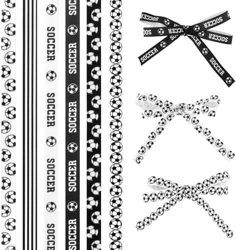 Gosknor 6 Rollen/16,46m Football Ribbons, Ripsbänder für Geschenkverpackungen Football-Partyzubehör für Heimwerkerarbeiten Haarschleifendekoration