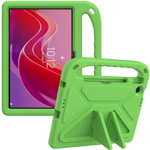 YRH Funda para Lenovo Tab 10.1 pulgadas 2025, con soporte de agarre resistente a los golpes, funda infantil para tablet Lenovo Tab (verde)