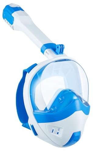 Lamker Tauchmaske Schnorchelmaske Vollmaske mit Kamerahaltung 180° Sichtfeld Tauchermaske Vollgesichtsmske Erwachsene und Damen Schnorchel Maske Anti-Fog Anti-Leck Müheloses Atmen Schwimmmaske