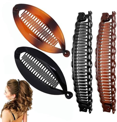Guimey Lot de 4 pinces à cheveux pour cheveux épais - Pour queue de cheval - Style vintage - Pour coiffures relevées et vie quotidienne