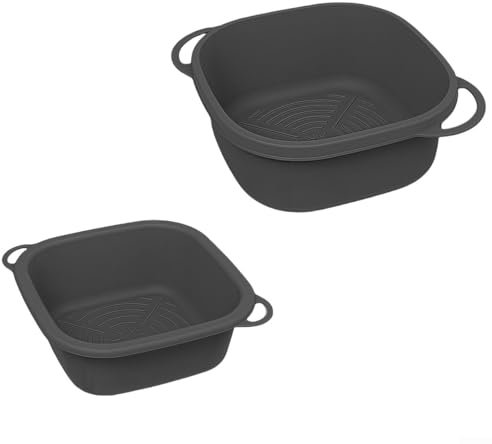 Zilimontt Silicone Air Fryer Liner Set For Crispi-FN101GY For 4QT 6QT Air Fryer Accessories,Non-Stick,Heat Resistant Kitchen Baking Tools Easy Clean 2 Pack(Black)