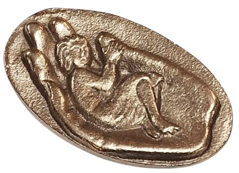 Kleiner Handschmeichler Gott Schutzengel Jesuskind in der Hand aus massiver Bronze, Gold 5,3 x 3,3 cm zum Trost, als Glücksbringer und Kleinigkeit zum Verschenken