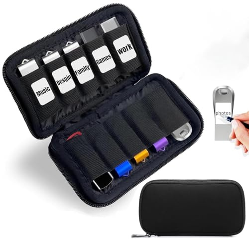 ZORVYN 1 Pièce Sac de Rangement pour Clé USB, Case de Stockage, Étui de Rangement, Clé-usb Cle USB Rangement Clef 10 Emplacements pour Jump Drives/Pen Drive/Thumb Drive/Flash Drive