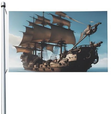 Coole Piratenschiff-Flagge für den Außenbereich, 90 x 150 cm