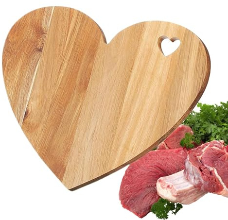 Herzförmiges Schneidebrett aus Holz, 30,5 x 25,5 x 1,5 cm, Küchenbrett zum Servieren, Charcuterie, Fleisch, Käse, ideal für Restaurants, Zuhause