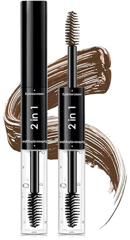 Double Head Augenbrauen Gel, 2 in 1 Dunkel Brown Augenbrauen Tint & Klar Einstellung Augenbrauen Kleber, Brow Gel Wasserfest, Schnelles Trocknen 3D Eyebrow, Mit Bürste, Make Up Gift für Frauen-02#