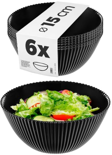 KADAX Salatschüssel 15 cm, 6er Set, Schwarze Schüssel aus Opalglas, ideal als Müslischalen, Suppenschalen, Salatschalen, Dessertschalen oder Servierschalen (Schwarz)