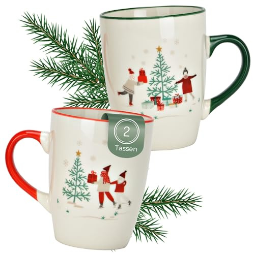 Weihnachtstassen Set Design mit Geschenk-Motiv, Kaffeetasse 330 ml - Tassen für Kaffee & Tee