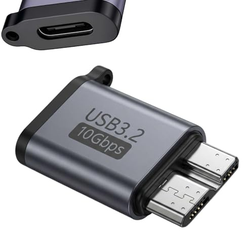 Yowfond 1x USB C zu Micro B Adapter, USB 3.0 10Gbps Festplattenkabel kompatibel mit HDD, Tablet, Laptop, Kamera etc