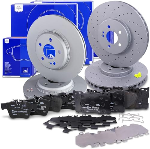 ATE Bremsenset inkl. Bremsscheiben vorne + hinten und Bremsbeläge vorne + | Kompatibel mit: MERCEDES-BENZ C-CLASS, C-CLASS Cabriolet, C-CLASS Coupe, C-CLASS T-Model, GLC, GLC Coupe