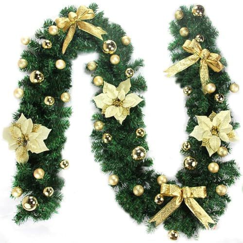 Vigne de Noël 2,7 m rouge, or, rose - Décoration pour sapin de Noël, couronne et guirlande (doré)