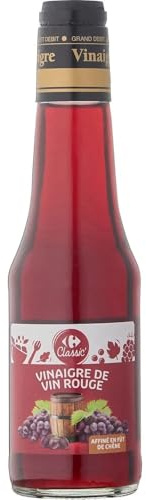 CARREFOUR CLASSIC' - Vinaigre de Vin Rouge Affiné en Fût de Chêne - la bouteille de 25cL - Le Lot De 4