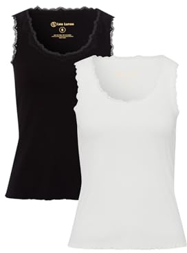 Les Lunes - Ärmelloses Shirt - Maala Top Multipack Rib Lettuce Hem Lace