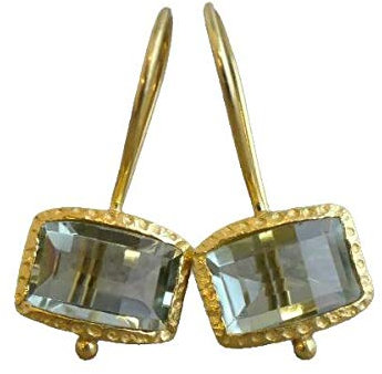 Grune Amethyst Vergoldet 925 Silber Ohrringe - Natürlicher Edelstein - Geburtstagsgeschenk - Weihnachtsgeschenk - Handgefertigte Geschenkideen für Frauen (grüne amethyst)