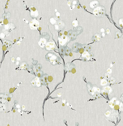 NuWallpaper NU2679 : Papier Peint Autocollant Mirei, Jaune, Bleu, Blanc, Gris, 1