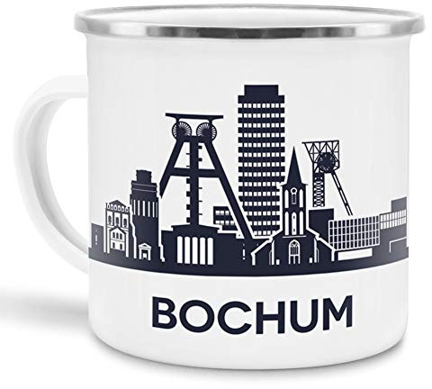 Emaille-Tasse mit Skyline von Bochum - Souvenir/Edelstahl-Becher/Metall-Tasse