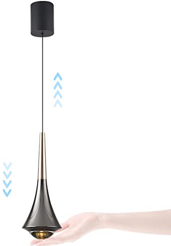 Creativo Sollevamento Illuminazione Interruttore a sfioramento Dimmerazione Luce a sospensione Camera da letto Salita e discesa Regolabile Luci sospese Alluminio Lampadari LED Calda Luce (Nero perla)