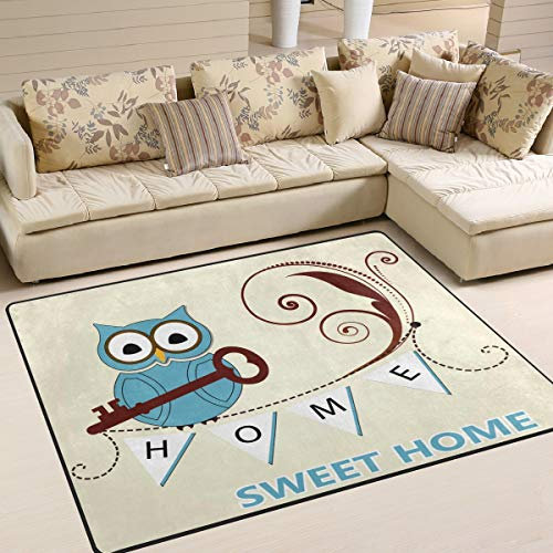 Naanle Rutschfester Teppich mit Eulen-Zitat für Wohnzimmer, Esszimmer, Schlafzimmer, Küche, 120 x 180 cm, Tier-Eule, Vogel, Kinderzimmer, Teppich, Yogamatte