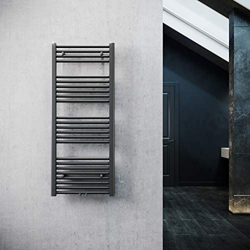 ELEGANT Design Badheizkörper Anthrazit 1200x500mm Handtuchheizkörper Mittelanschluss Handtuchtrockner Handtuchwärmer Heizkörper