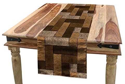 ABAKUHAUS Schokolade Tischläufer, Holzparkett Motiv, Esszimmer Küche Rechteckiger Dekorativer Tischläufer, 40 x 300 cm, Beige Blassbraun