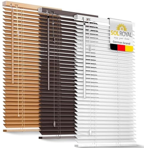 Sol Royal Holzjalousie JH3 Jalousie aus Holz Tür- und Fensterjalousie | 50x130cm Weiß umweltschonend produziert 3,5cm breite Lamellen für Fenster Jalousien Blickschutz Innenjalousie SolDecor JH3