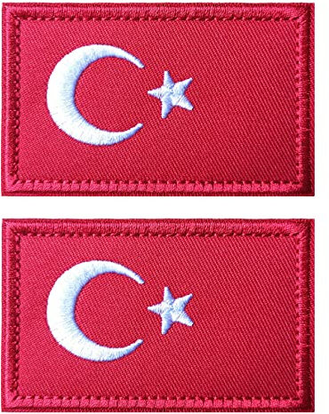2 Stück AliPlus Türkiye Türkei Flagge Patches bestickt Tactical Military Moral Patch Applique Fastener Hook and Loop