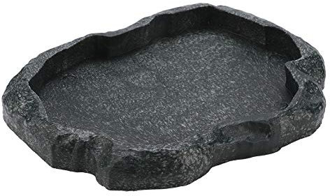 Yosoo Health Gear Futternapf Felsdekor, Wasser und Futterschale, Wasserschale Terrarium, Näpfe für Reptilien & Amphibien, Schildkröten Wasserschüssel Futternapf, Reptilien Feeder(Dunkelgrün S.)