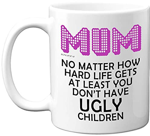 Regalos cumpleaños mamá, día madre, taza divertida niños feos – tazas cerámica aptas lavavajillas – Regalos cumpleaños momia, abrazo en una taza, regalos mamá en su cumpleaños hijo hija