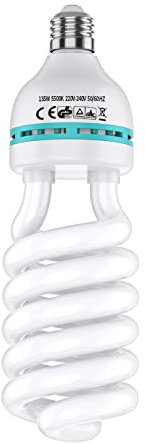 OMBAR 135W 5500K Fotolampe, tageslichtlampe mit E27 Sockel, Spiral Fotoleuchte, fotografie daylight licht lampe, CRI90+, 220V-240V, 50/60HZ für Softbox Fotografie im Fotostudio