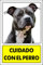 Pubblimania AMSTAFF CUIDADO CON EL PERRO - Cartel de metal aluminio - Grosor 3 mm | Cm 20x30