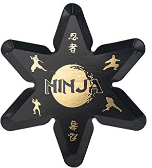 Artifetes ARTY FETES FACTORY - 8 ASSIETTES CARTON ÉTOILES NINJA 23X21CM NOIR
