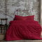 Komfortec Premium Bettwäsche 155x220 mit 1 Kissenbezug 40x80 cm Set aus Gebürstetes Mikrofaser - Rot