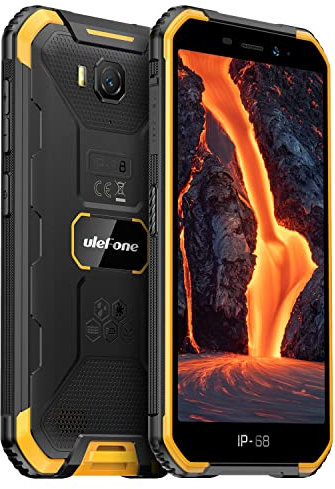 Ulefone Android 12 4G Rugged Smarphone ARMOR X6 Pro, 4GB RAM 32GB ROM, 5,0 Cellulare Robusto IP68, Dual SIM, 13MP DUAL Fotocamera Subacquea, Batteria 4000mAh, Sblocco Facciale, GPS NFC FM Arancia