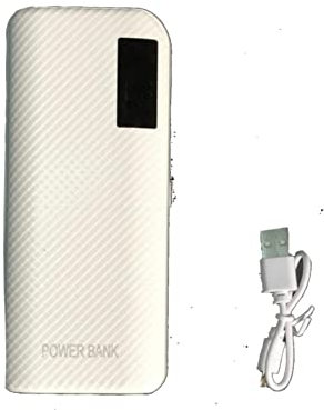Batería externa, Power Bank, 20000 mAh, con luz LED, 2 USB, pantalla LCD, universal (blanco)