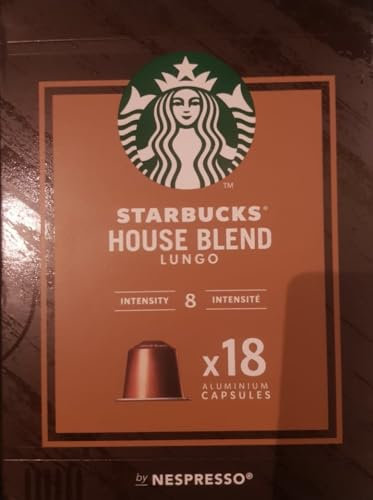 Starbucks Cafe Capsules Compatible Nespresso House Blend intensite 8 - Boite de 18