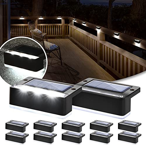Solpex Lampade solari per esterni, 12 pezzi, luce bianca per scale, luci solari impermeabili, illuminazione a LED per scale esterne, gradini, recinzione, giardino, cortile, decorazione (nero)