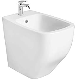 Kiamami Valentina - Bidet moderno ad installazione filo muro in ceramica bianco lucido